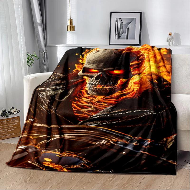 2026 New Marvel Horror Ghost Rider Cartoon Gift Soft Blanket,Soft Throw Blanket for Home Bedroom Bed Sofa Picnic Child Cover Kid