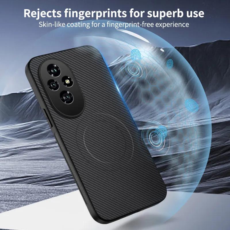 Business Kevra Carbon Fibre Texture Slim Drop-Proof Case For Honor 400 Lite 200 Magic 7 6 Pro Compatible Magnetic Charging Cover