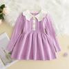 Winter Girls Knitting Wool Long Sleeve Dress Autumn Girls Baby Ruffle Knitted Princess Sweater Dress Casual Clothes
