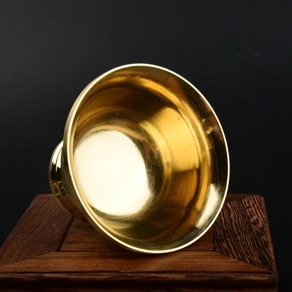 1Pc Golden Home Pure Copper Drinking Bowl Brass Auspicious Tibetan Holy Water Cup Tea Creative Decorative Buddhist Gift