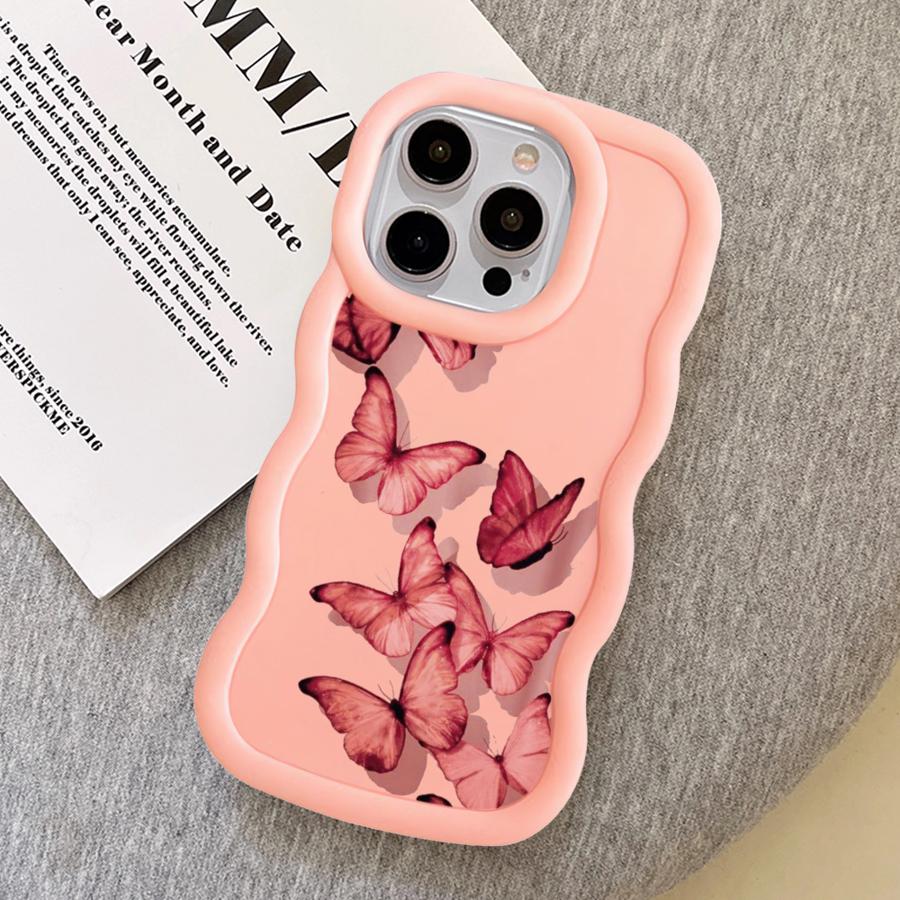 Case for iPhone 17 Air XR 12 8 13 16 Pro Max 11 15 Plus 14 Soft Phone Cover Cartoon Butterfly