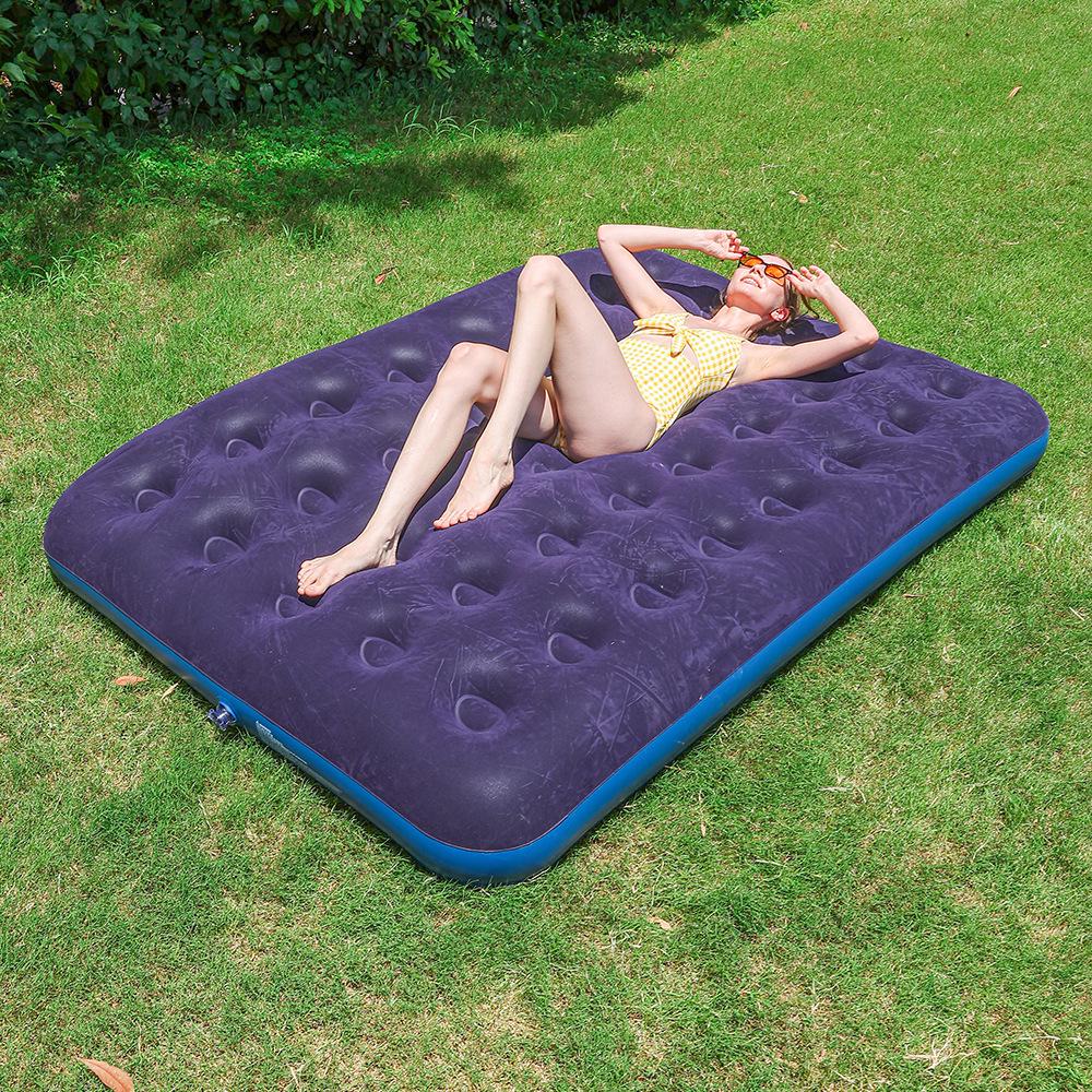 Portable Inflatable Flocking Mattress - Comfortable, Lightweight, Thickened Air Cushion for Overnight Sleep and Naps
