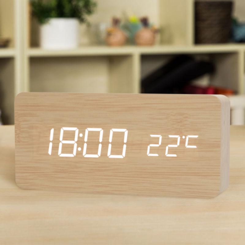 Silent LED Retro Wooden Alarm Clock - Creative and Luminous for Bedroom or Living Room
