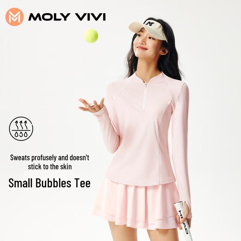 MOLY VIVI Women's Small Bubble Quick-Dry Long Sleeve Athletic Tee