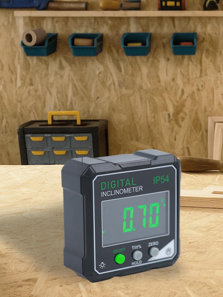 4-Side Magnetic Angle Gauge LED Screen Electronic Cube Inclinometer Table Saw Miter Protractor Woodworking Measuring Tool