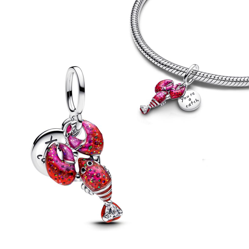 Copper Red Love Series Open Heart Lobster Charm Beads Fit Original Bracelet Trinket For Jewelry Makeing For Women