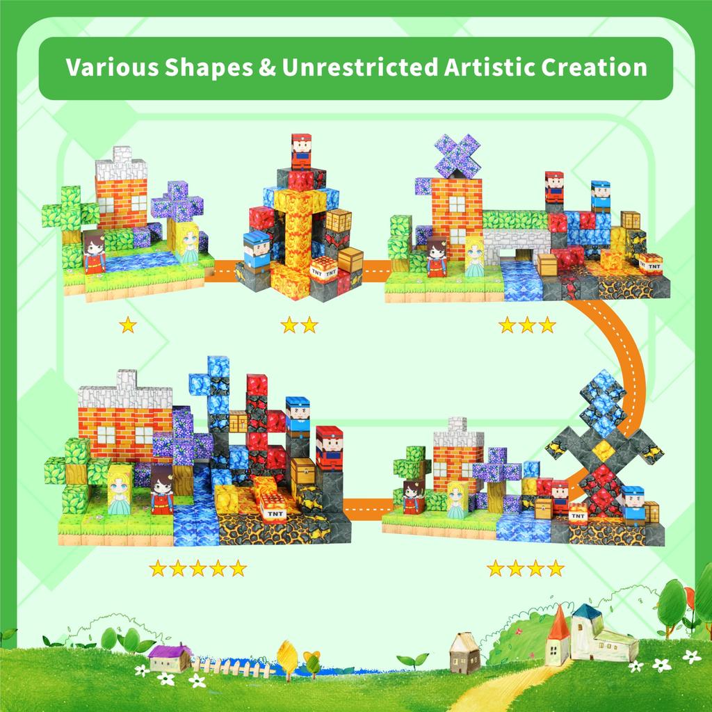 Yolla Loos 150-Piece Magnetic Building Blocks Toy - Montessori Toy Set, Magnetic Building Blocks for Boys and Girls Ages 6+