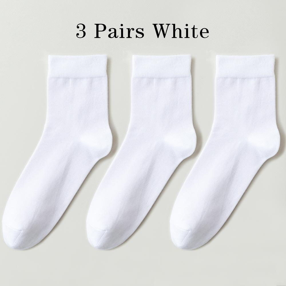 3 Pairs High Quality Casual Men's Business Socks Soft Breathable Cotton Socks Quick Drying Black White Long Sock
