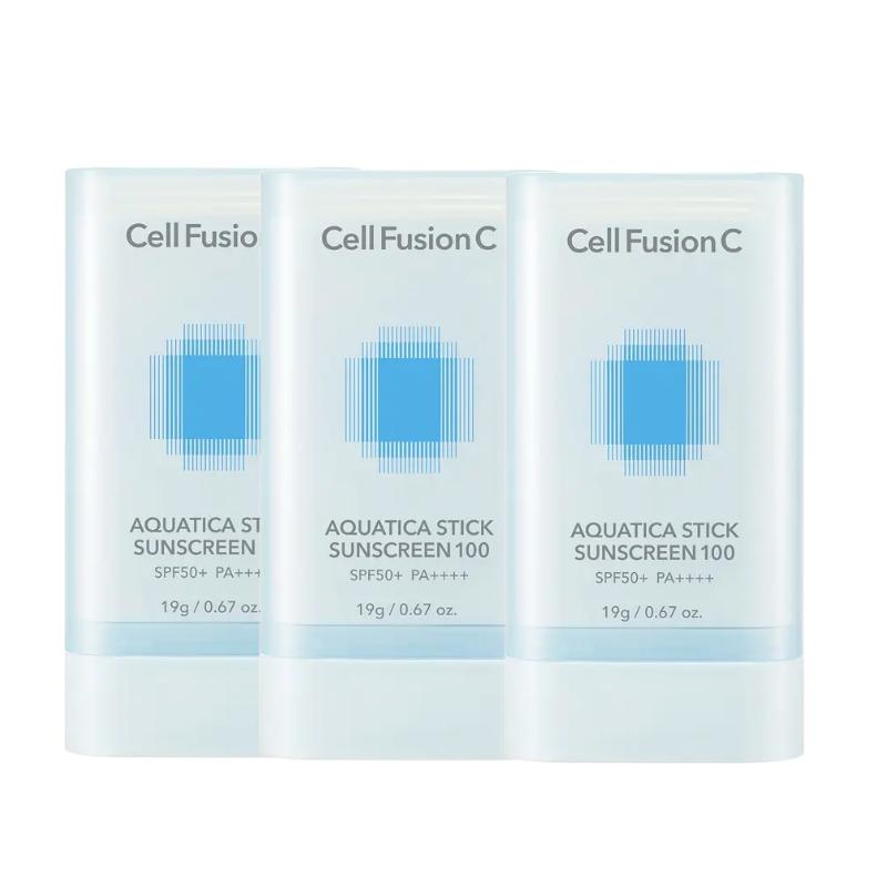 Cell Fusion C Aquatica Stick Sunscreen UV Aging Care Hydrating Sun Stick Triple Pack 19g x 3