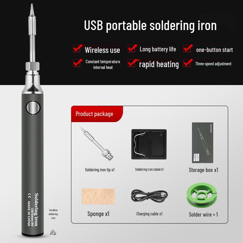 8W USB Portable Wireless Soldering Iron Pen - Electric Spot Welding Tool for Household Use