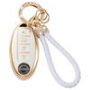 Gold-Rimmed Car Key Set with Diamond Ring Pendant Key Chain