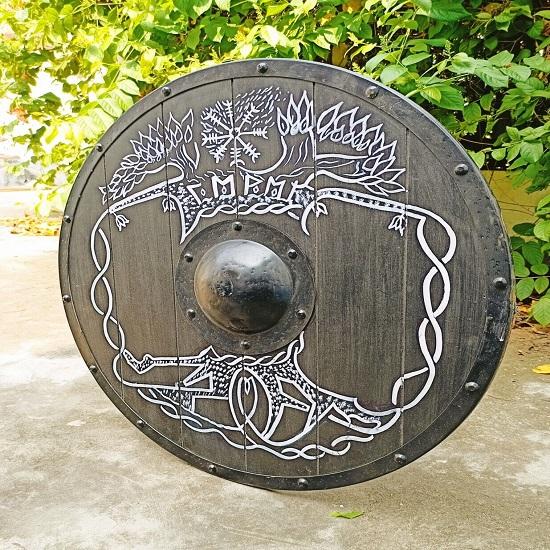 Viking Wooden Tree of Life Shield Prop Cosplay Medieval Armor LARP