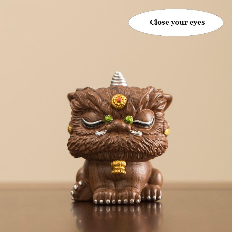 

Lucky Lion sculptures and figurines Resin painting process Cute Home Room Office Wealth Luck Feng Shui Decor High quality gifts