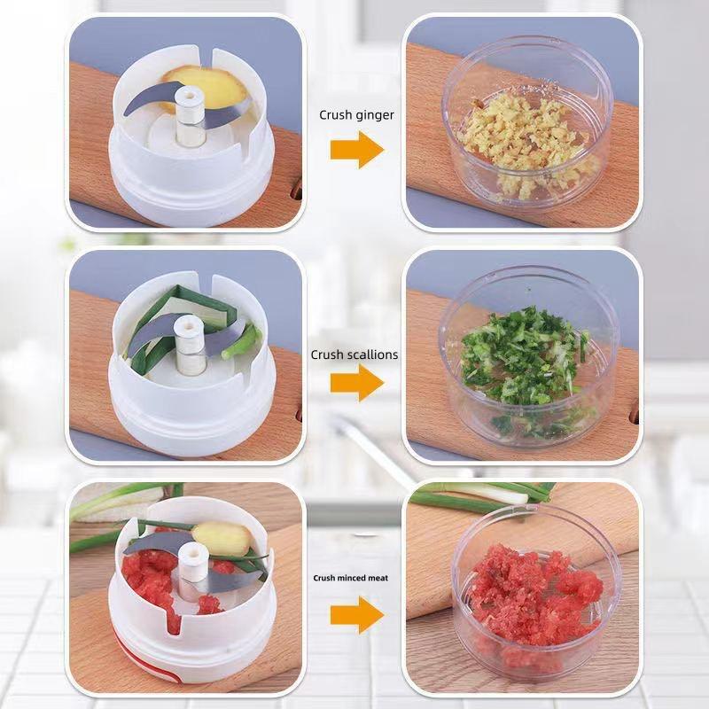 Manual Garlic Chopper Kitchen Mini Meat Grinder Multifunction Rotate Vegetable Cutter Mincer Mixer Stainless Steel Garlic Masher