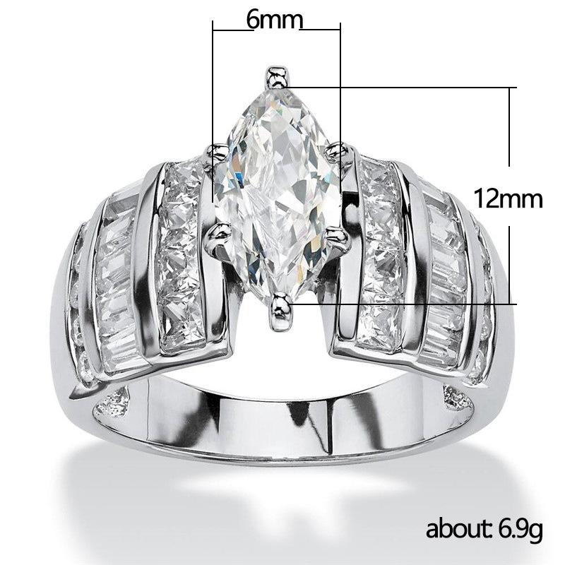 Huitan Gorgeous Women Ring Inlaid Brilliant Marquise CZ Geometric Design Party Lady Accessories Fashion Wedding Charming Jewelry