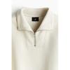H M Regular Fit Zip Detail sweatsHirt ligHt Beige