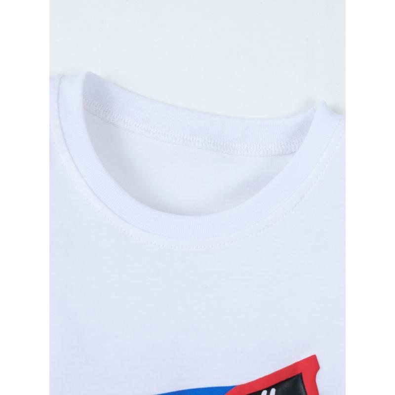Summer New Boys' T-Shirt Round Neck Children'S Short Sleeve T-Shirt Knitted Cotton Shark Print Children'S Sweatshirt