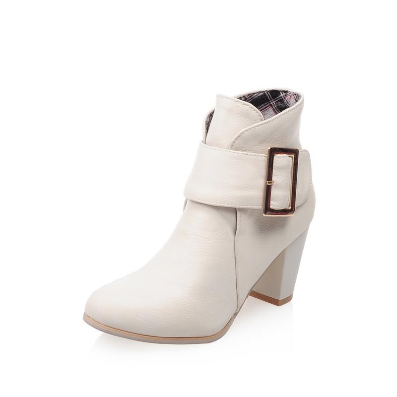 

Женские короткие сапоги на высоком каблуке, осень и зима, новые однотонные замшевые короткие сапоги большого размера на толстом каблуке 48 белый