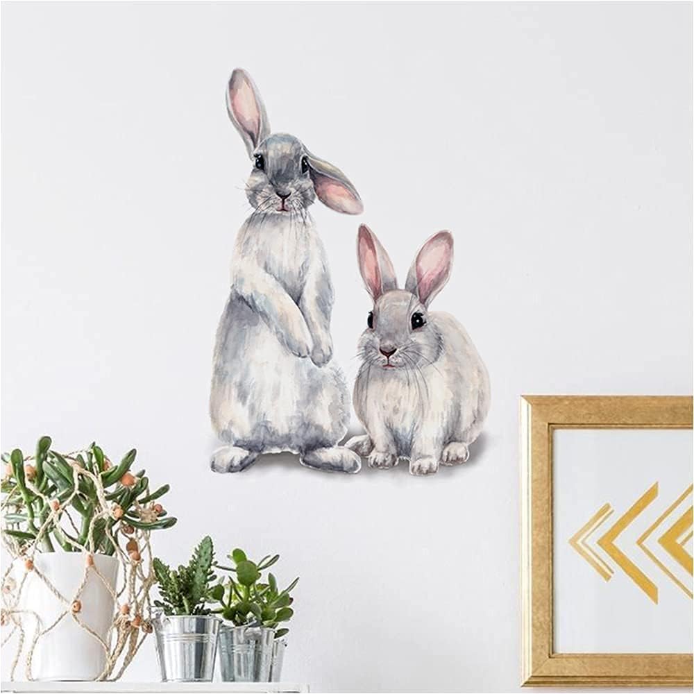Wall Stickers Removable Vinyl Sticker Cute Animal 3D Bunnies Rabbits Decorative Wall Stickers Restaurant Shop for Living Room, Bedroom and Room Wall