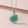 1 Set Women Jewelry Set Flower Print Glass Pendant Vintage Ethnic Style Prom Party Earrings Necklace Bracelet Combo Ideal Christmas Gift
