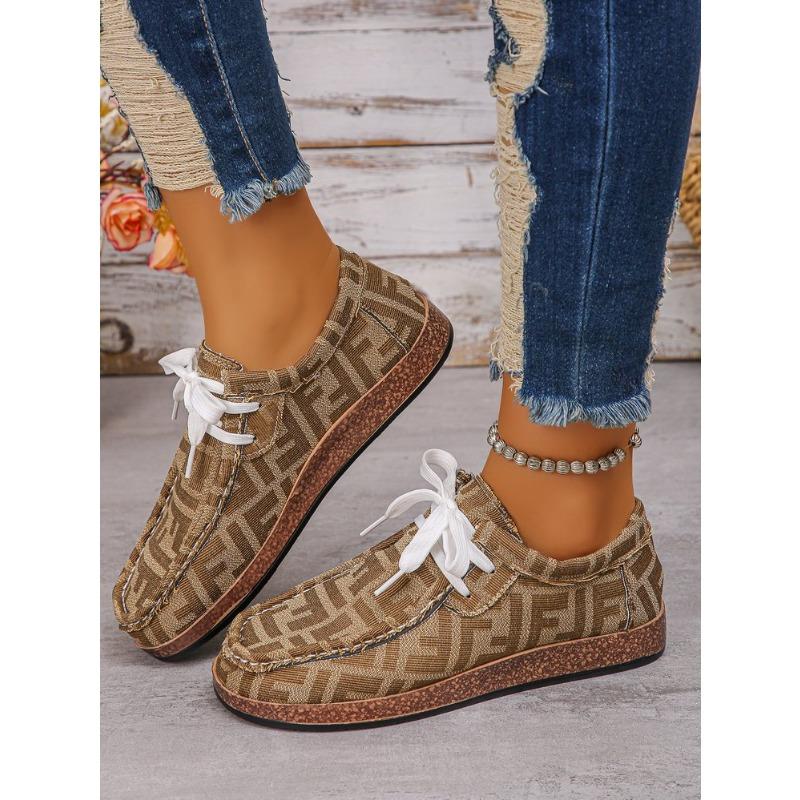 Plus Size Ethnic Style Lace-up Shoes Women's Low-top Letter Colorful Graffiti Canvas Flat Shoes