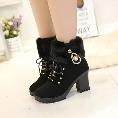 Suede Women Boots Winter Designer High Heels Shoes for Women 2025 New Short Plush High Platform Ankle Boots Elegant Botas Mujer
