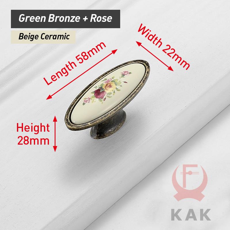 

KAK Vintage Bronze Ceramic Cabinet Handles Wardrobes Door Pulls European Style Kitchen Handle Drawer Knobs Furniture Handle