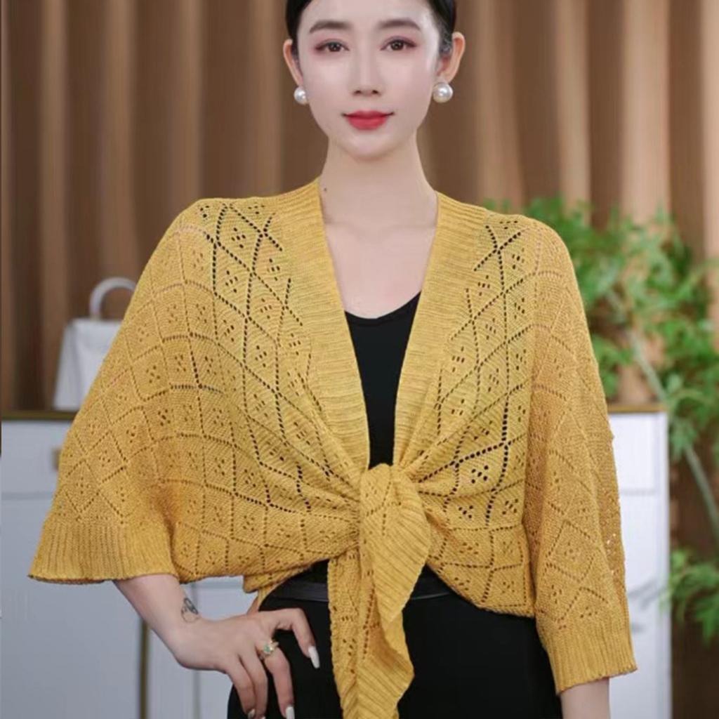 Fashionable Openwork Knit Poncho Essential Summer Accessory Shoulder Wrap Women Shawl for Various Occasion