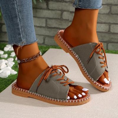 Lace-up Slippers Large-sized Women's Shoes Beach Sandals Slippers
