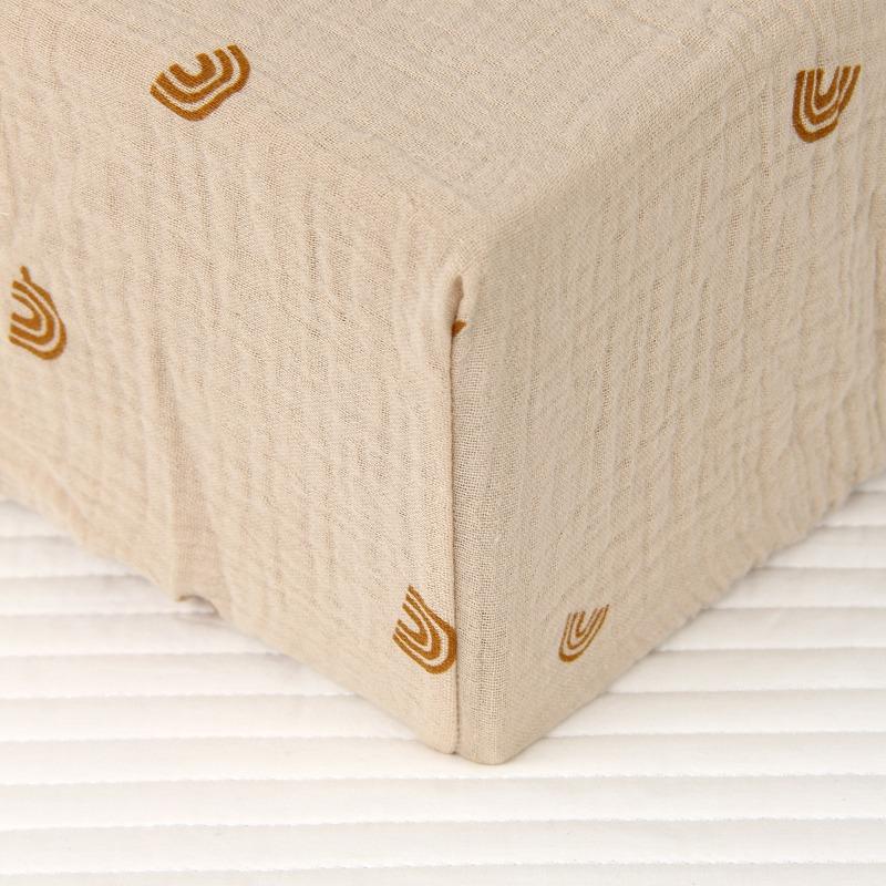 100% Baumwolle Knittermusselin Spannbettlaken für Säuglinge und Babys Weich Atmungsaktiv Einfarbig Baby Stubenwagen Matratzenbezug Bettwäsche