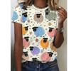 Schäferhund Katze T-Shirts Tier Muster 3D Druck Damen O-Ausschnitt Kurzarm T-Shirt Street Y2k Harajuku T-Shirts Tops Damenbekleidung
