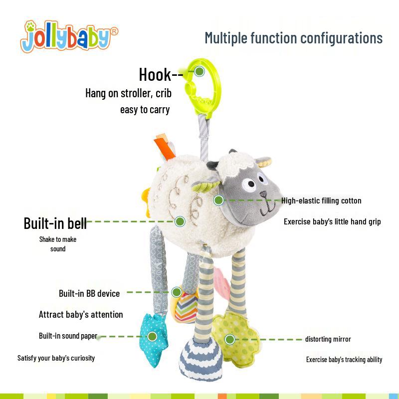 Multifunctional Baby Car Seat Crib Toy: Stroller Pendant, Funhouse Mirror, Soothing Rattle