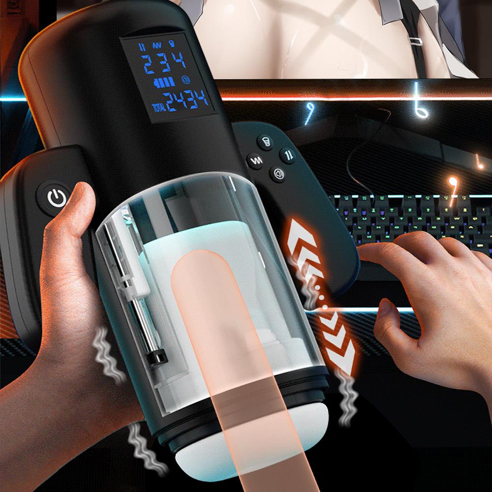 Automatic Male Masturbator Cup Thrusting Sucking Vibrating Heating Masturbation for Men Electric Penis Pump with Handle Sex Toys