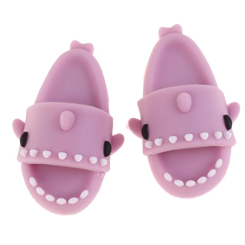 1 Pair 1:12 Dollhouse Miniature Cute Shark Slippers Doll Shoes Suit For Ob11 1/12 Bjd Doll Gsc Dod, Ymy Doll