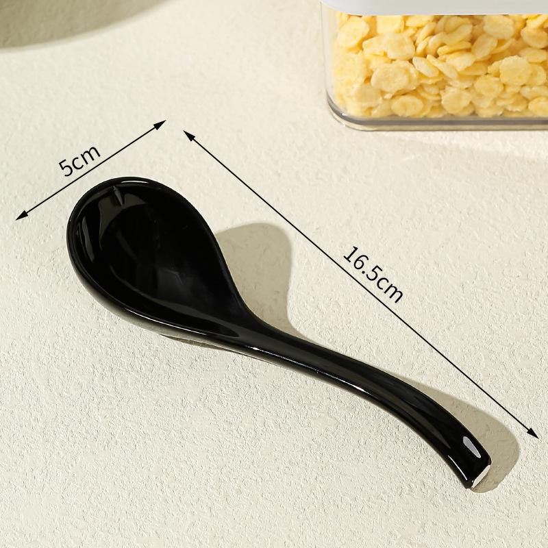 1-Piece Asian Soup Spoon, Ceramic Chinese Style Spoons Ramen Spoon Retro Porcelain Spoon, 6.5 inches