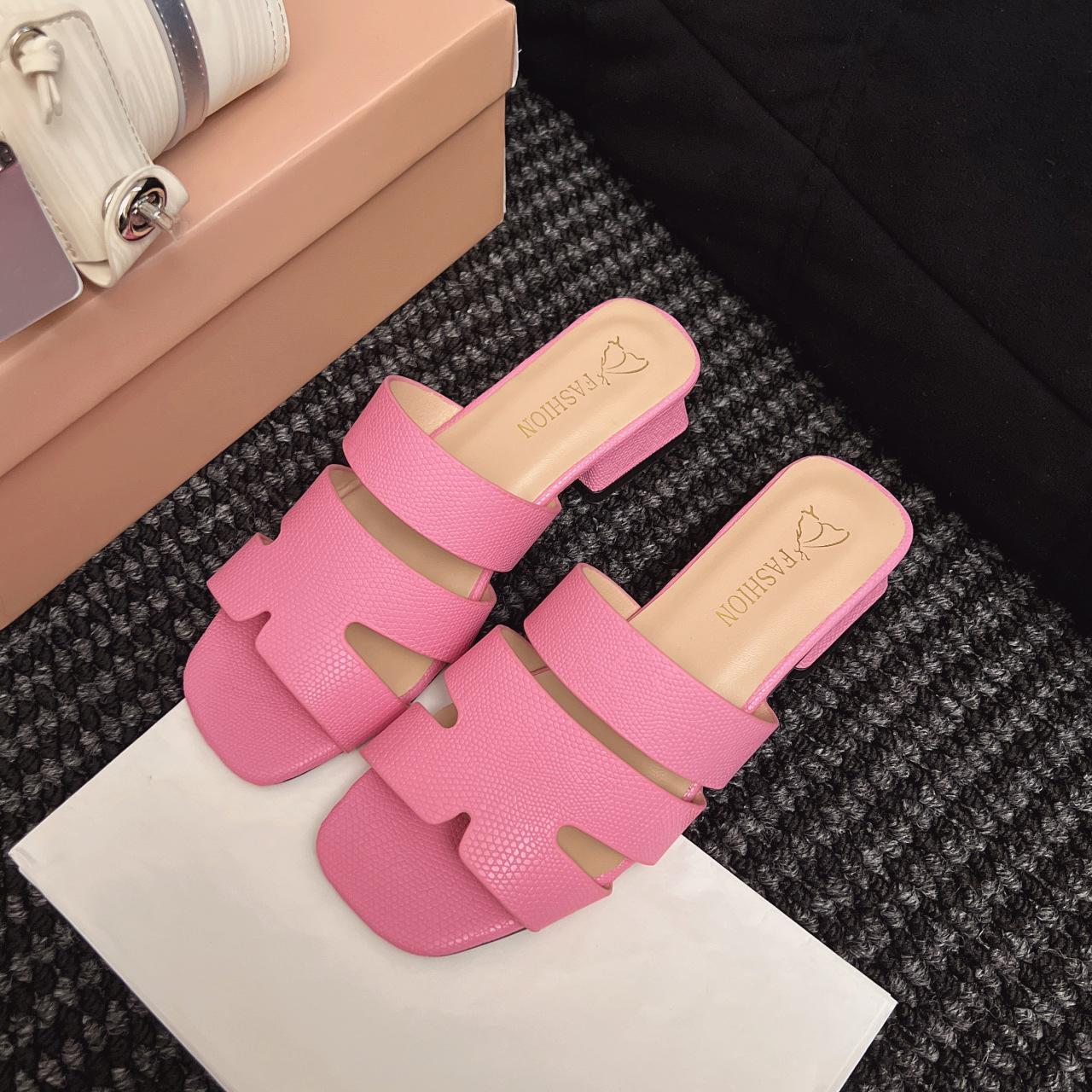 

Жіночі літні туфлі на середньому каблуці, сандалі на товстих підборах, сандалі-тапочки, жіночі літні туфлі на підборах, модні туфлі на високих підборах, сандалі-тапочки 40 рожевий