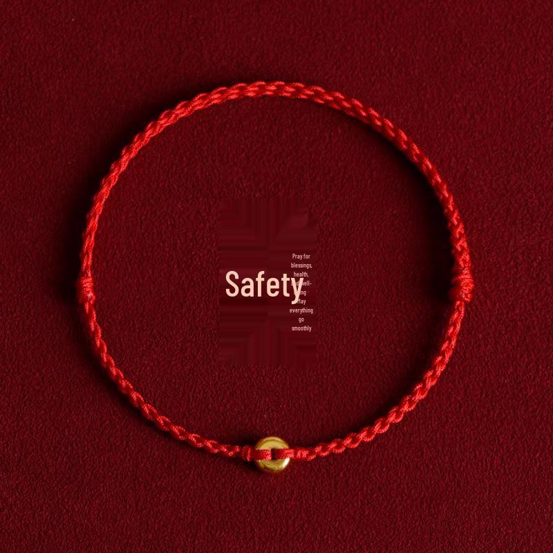 Pure Gold 999 Zodiac Red String Bracelet with Luck Beads for Baby's Full Moon or New Year