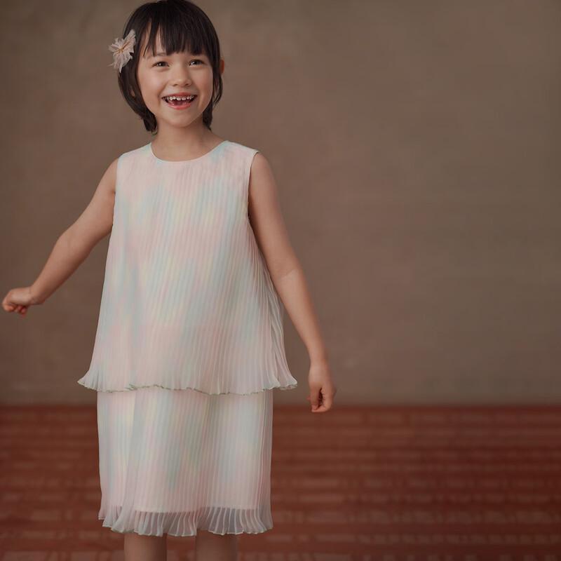 Hacikis Girls  Summer Sleeveless Pleated Dress 140