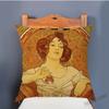 Vintage European Art Nouveau Mucha Gallery Decorative Sofa Pillow Cover Beautiful Beauty Girl Cotton Linen Luxury Cushion Cover