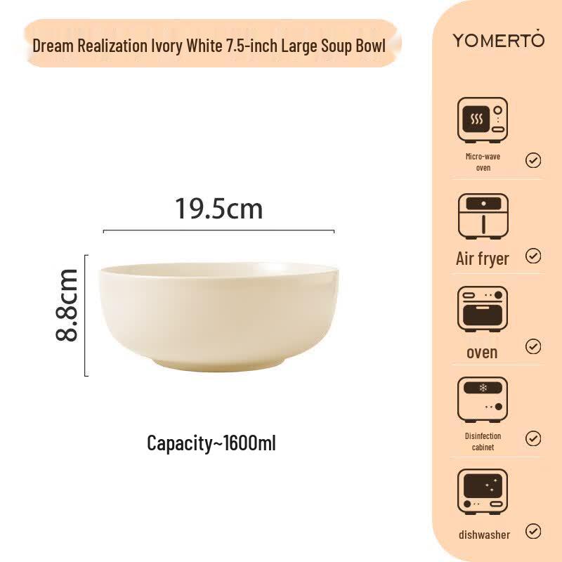 Ivory White 7.5-inch Ceramic Soup Bowl Set (5-Pack)
