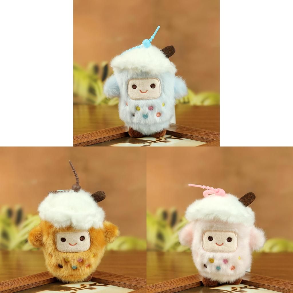 Cute Plush Milk Tea Cup Keychain With Pearl Beads For Bag Decor And Gifts