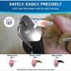 These dog nail clippers with LED lights quickly illuminate nails for easy and safe trimming; the sharp blades easily handle even thick nails; and a fa