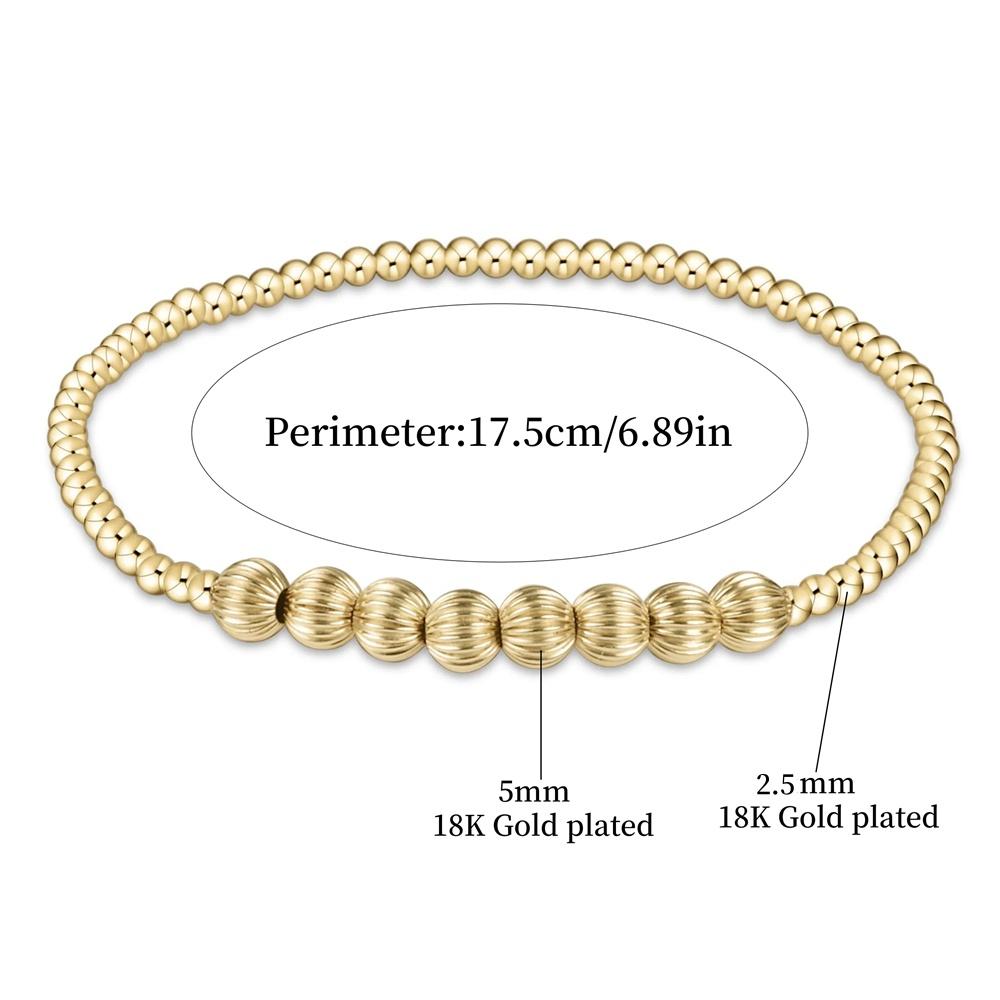 Vlen 18K Gold Plated Ball Beads Bracelet for Women Vintage Textured Metal Beaded Stylish Stackable Jewelry Accessory