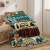 1 Stück Decke mit Aufdruck von Wohnmobilen und Waldmotiven, Geeignet für Sofas, Betten, Büros, Reisen, Campingstühle, Warme Plüschdecke