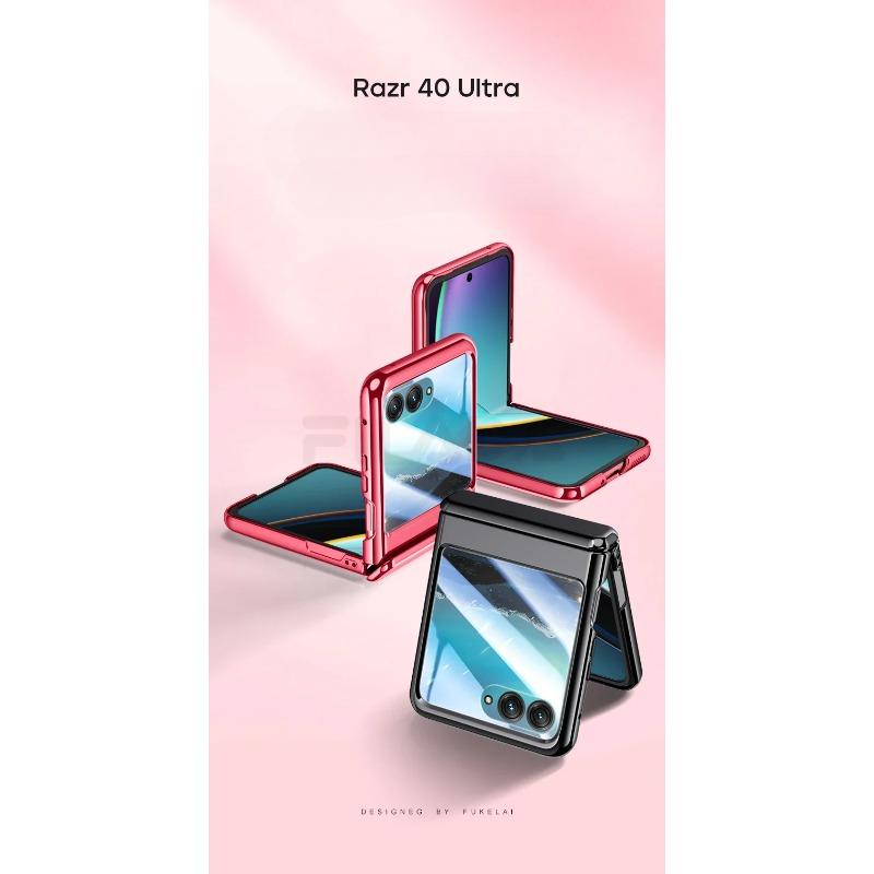 Transparente, galvanisierte, klappbare Scharnierspiegelfolie für Motorola Razr 40 Ultra-Hülle, All-Inclusive-Schutz, stoßfeste Hartabdeckung