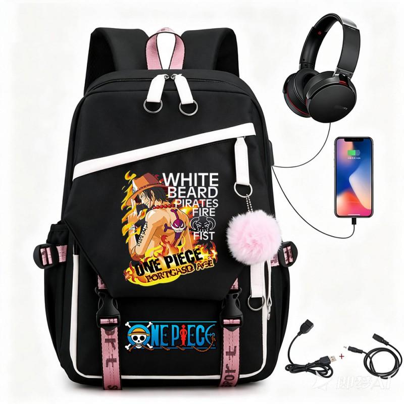 One Piece Chopper Luffy Anime Backpack School Travel USB Charging Large Capacity Canvas Bag Unisex