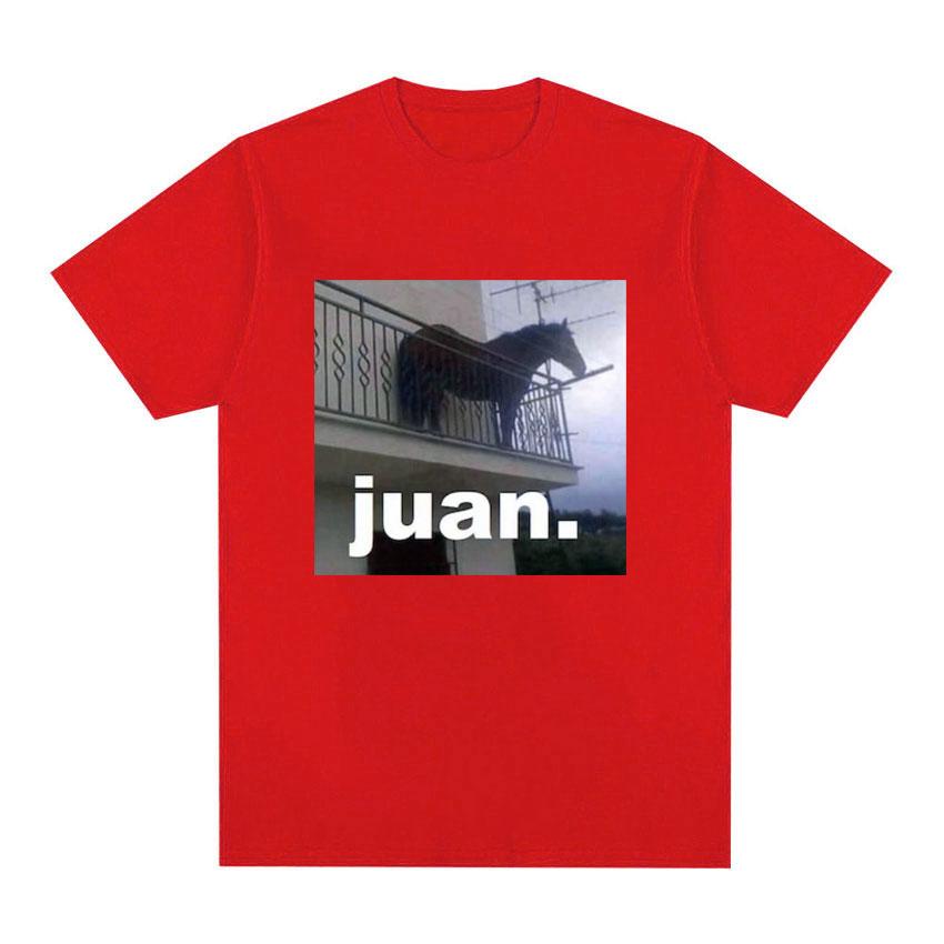 Juan Meme Horse on Balcony Graphic T Shirt Unisex Women Fashion Oversized Funny T Shirts Male Casual O-Neck T-shirt Tops Streetwear S