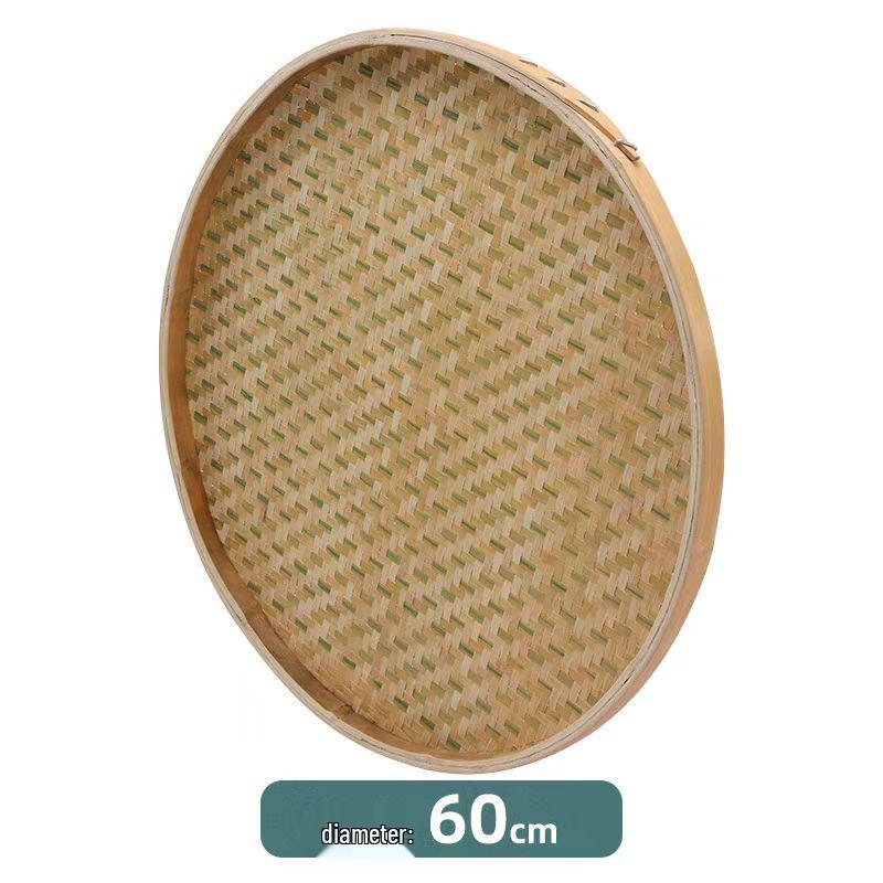 Round Bamboo Weaving Tray: Fine Mesh Sieve, Drying & Draining Basket, Decorative Sample Plate