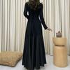 Elegante Abito Lungo Versatile a Maniche Lunghe di Alta Gamma per Donna Autunno e Inverno 2025