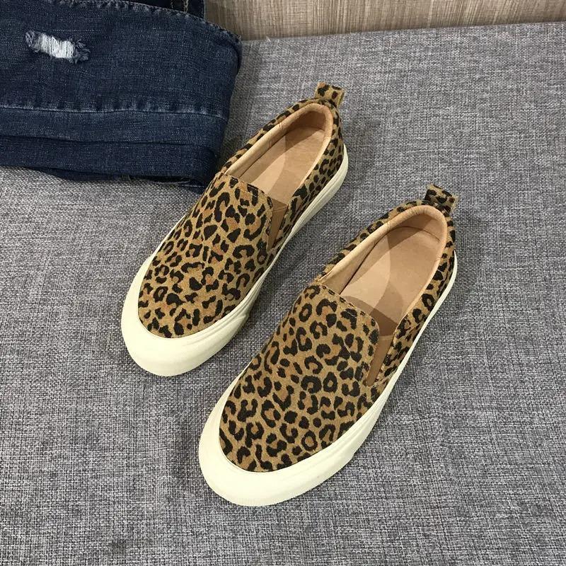 Leopard Print Slip On Women's Canvas Shoes Summer Casual High On Platform Ladies Footwear 2025 New Fashion Vulcanized Shoe Sale